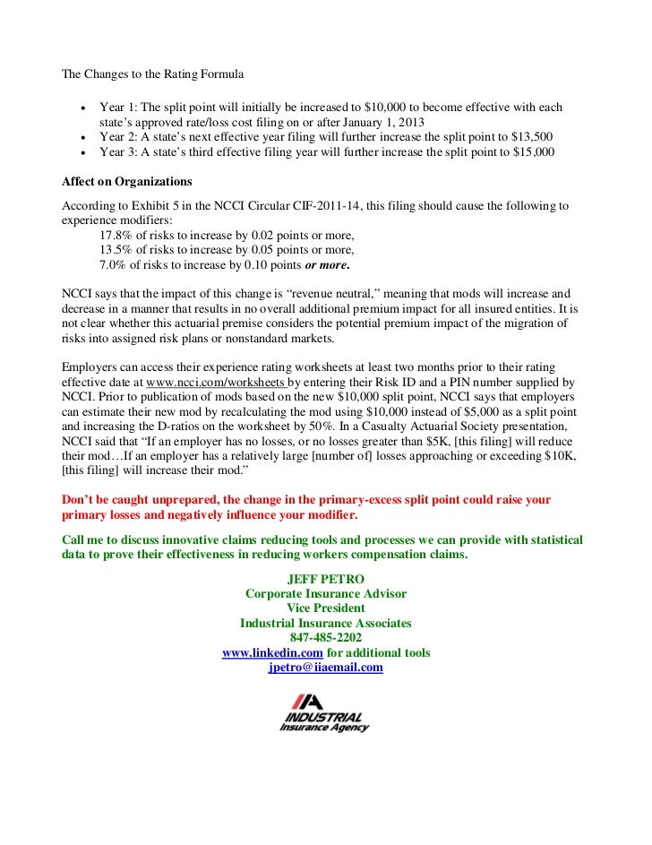 How The 2013 NCCI Work Com Rating Formula