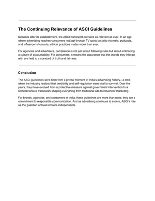 How the ASCI Guidelines Reshaped Indian Advertising Standards | PDF