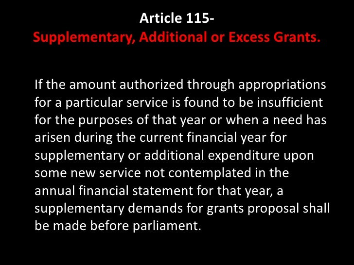 Image result for what is Supplementary demands for grants
