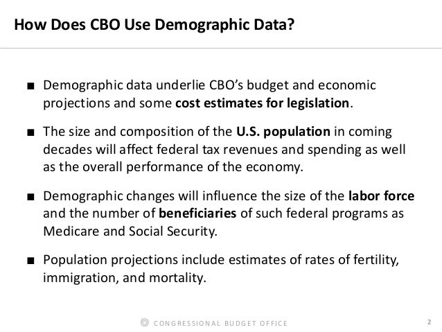 How the Congressional Budget Office Uses Demographic Data Slide 3