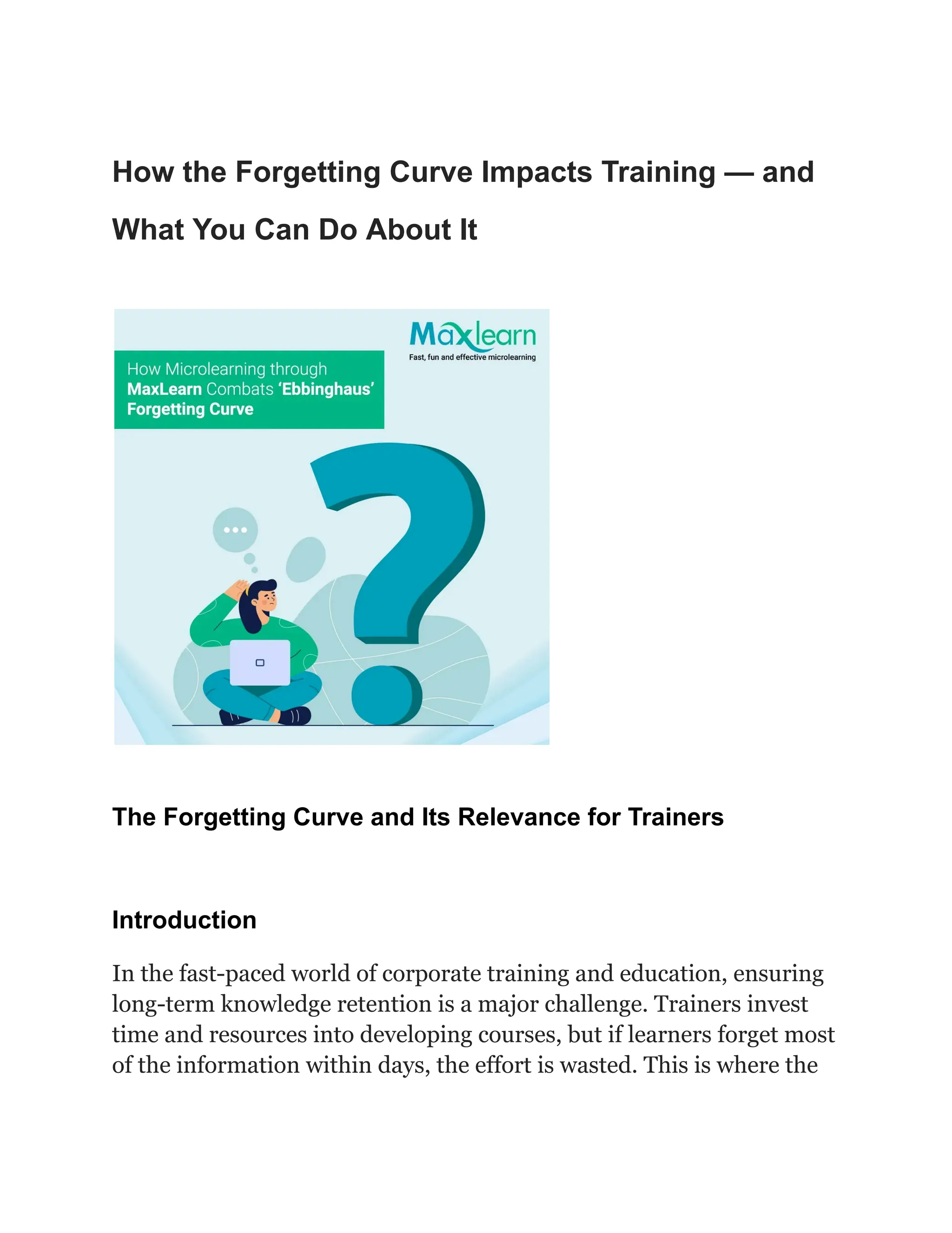 How the Forgetting Curve Impacts Training — and What You Can Do About ...