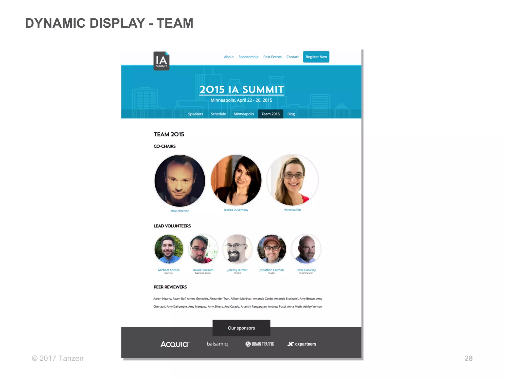 © 2017  Tanzen
DYNAMIC  DISPLAY  -­ TEAM
28
 