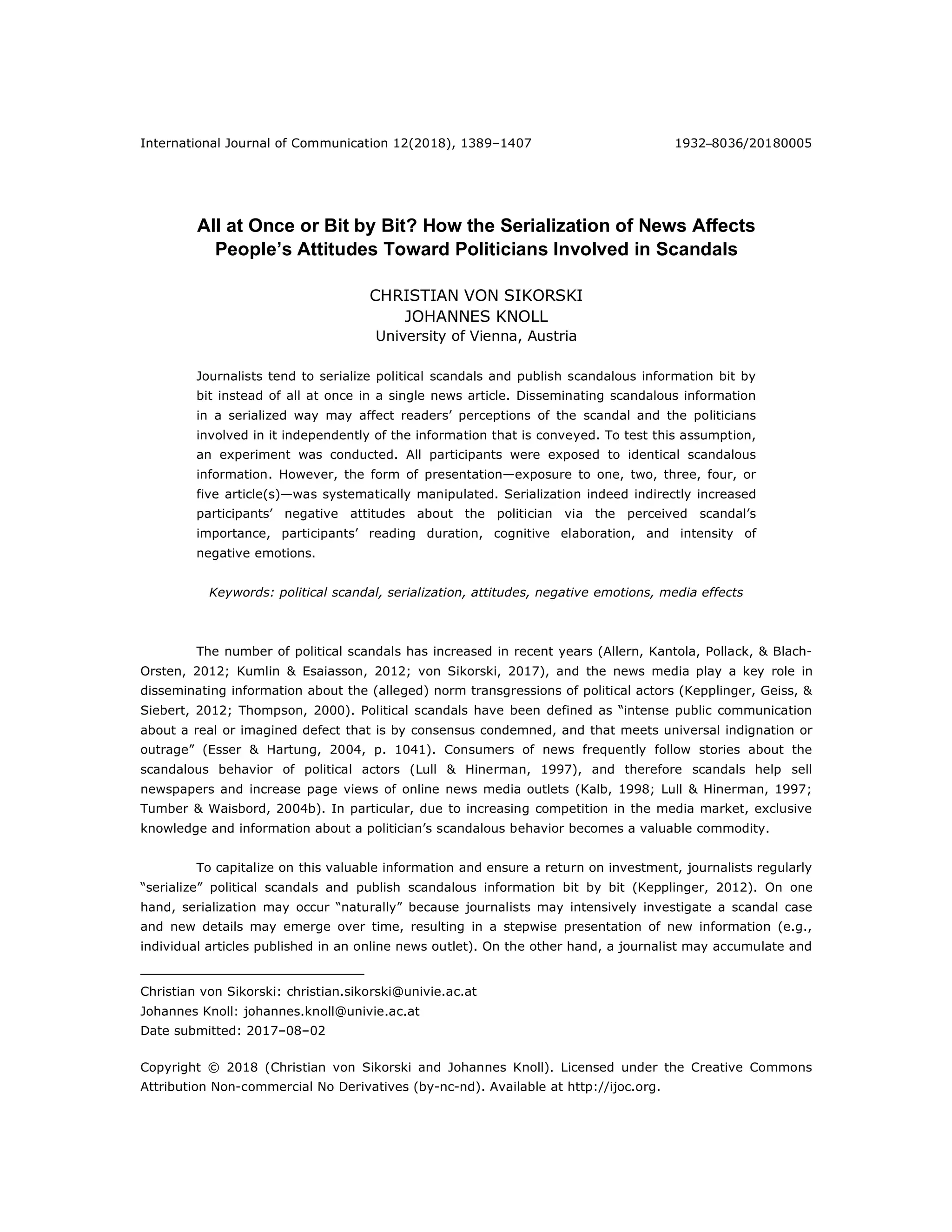 How the Serialization of News Affects People’s Attitudes Toward