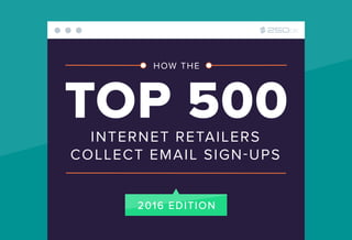 INTERNET RETAILERS
COLLECT EMAIL SIGN-UPS
2016 EDITION
 