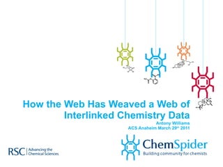 How the Web Has Weaved a Web of Interlinked Chemistry Data Antony Williams ACS Anaheim March 29 th  2011 