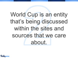 World Cup is an entity
that’s being discussed
within the sites and
sources that we care
about.
 