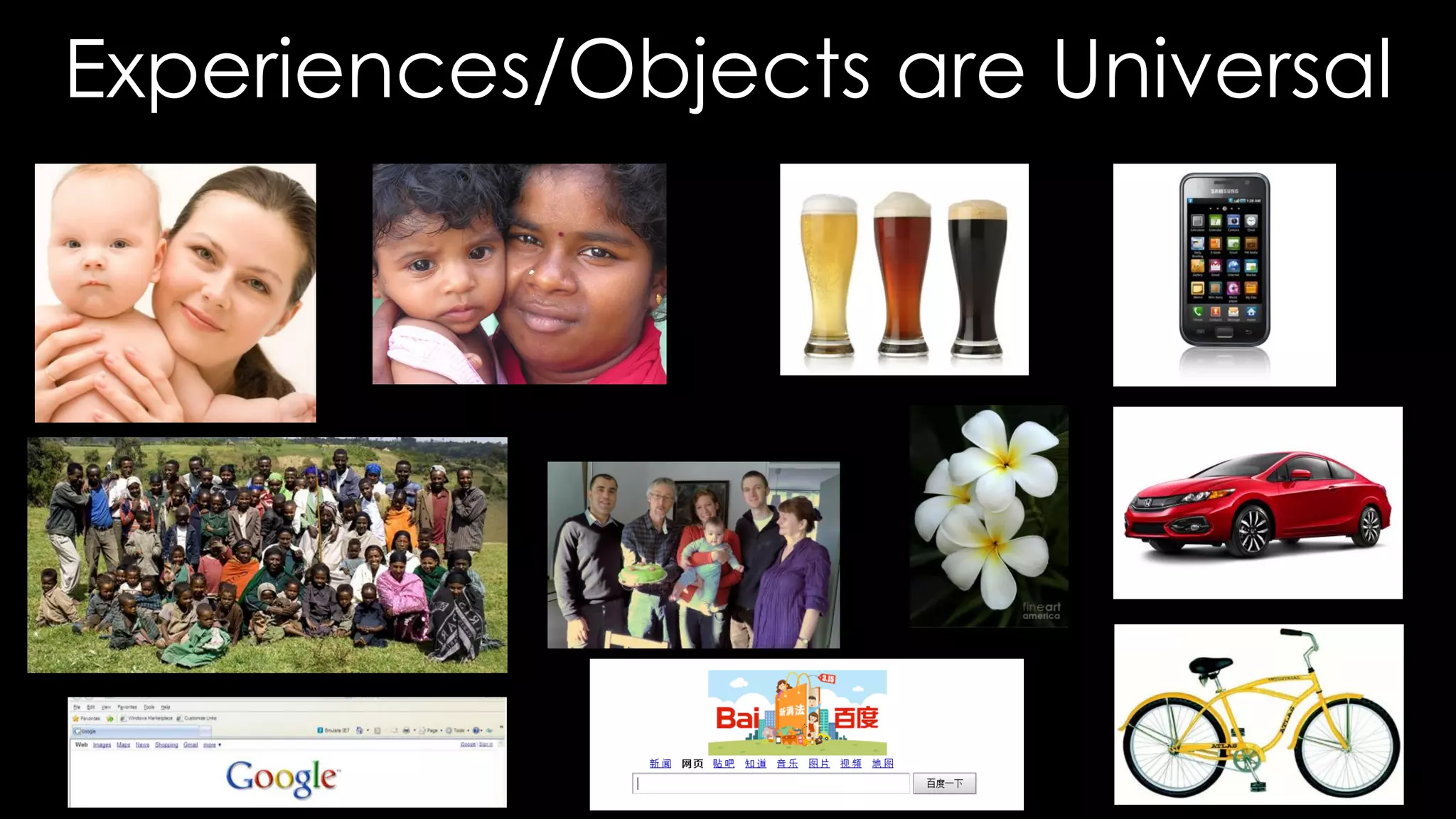 Experiences/Objects are Universal
 