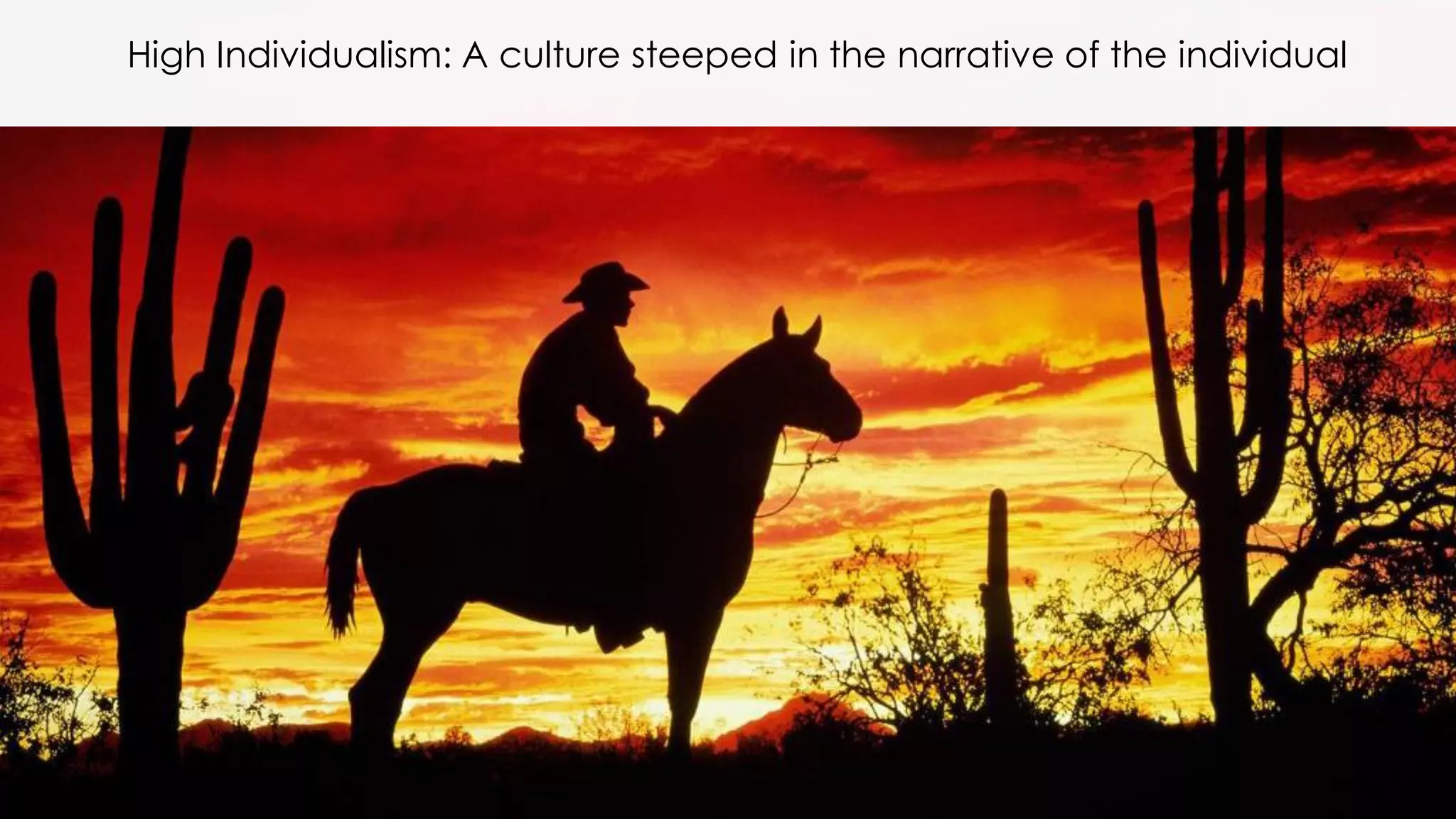High Individualism: A culture steeped in the narrative of the individual
 