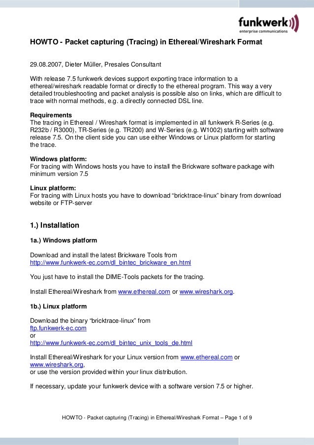 howto ethereal wireshark trace en