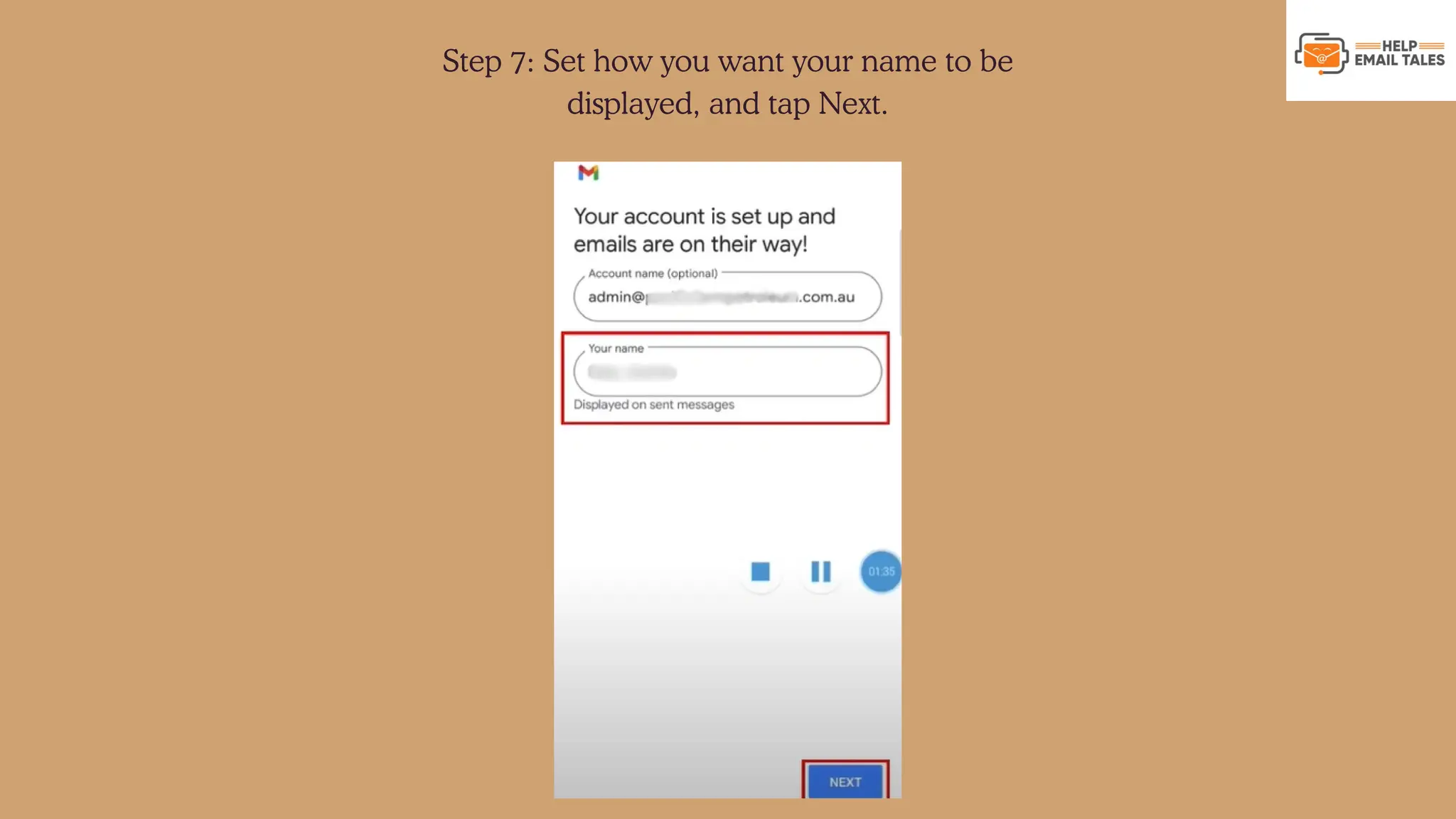 Step 7: Set how you want your name to be displayed, and tap Next. 