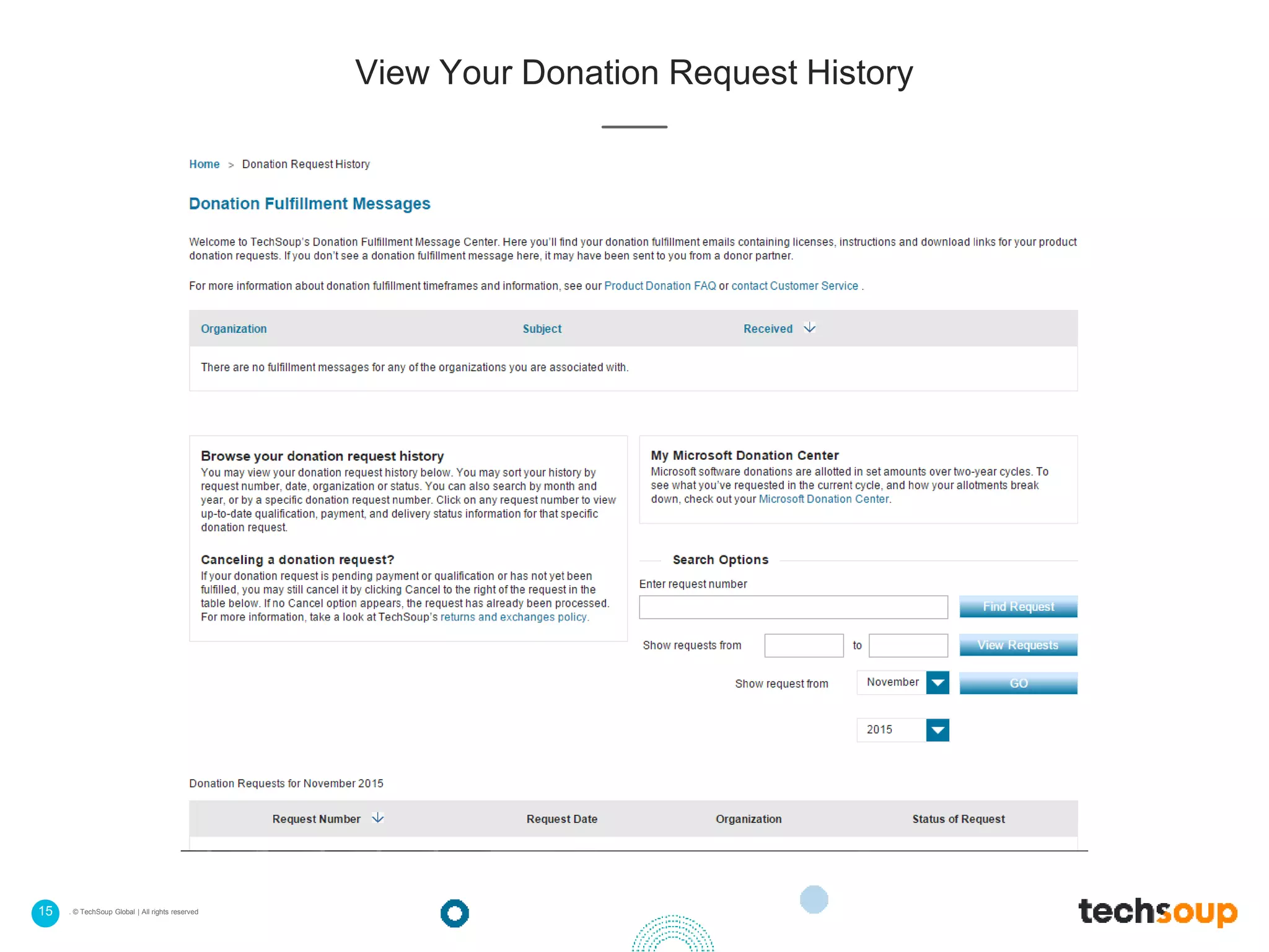 15 . © TechSoup Global | All rights reserved
View Your Donation Request History
 