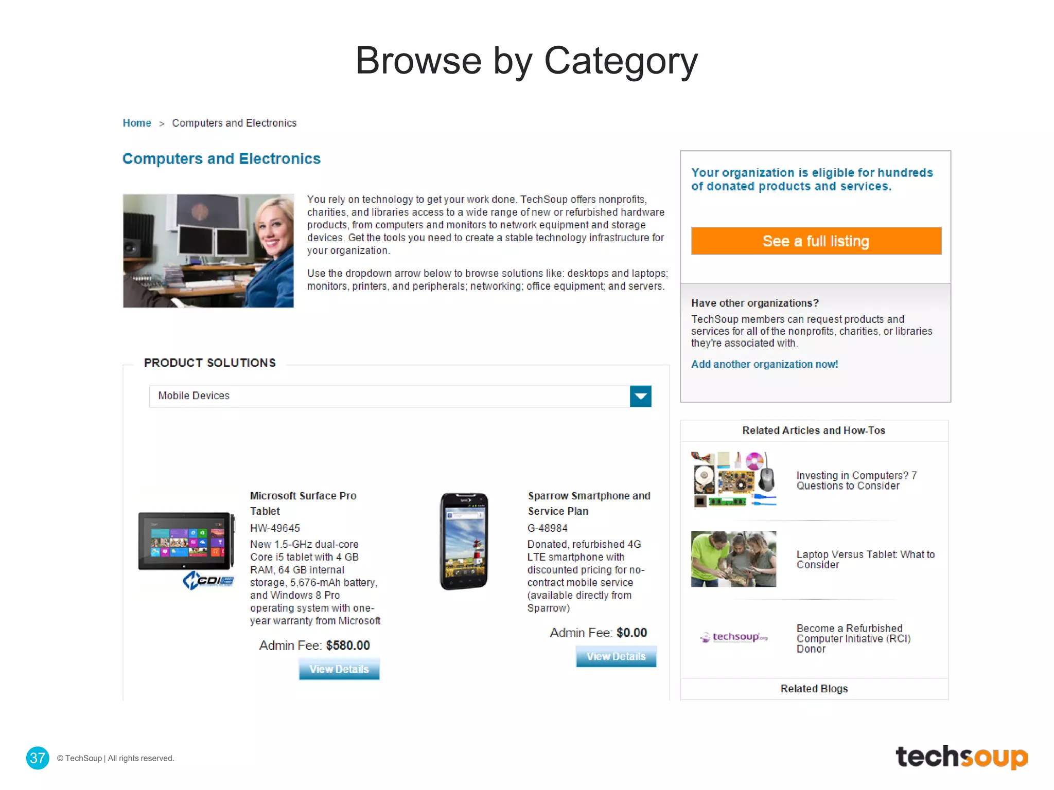 © TechSoup | All rights reserved.37
Browse by Category
 