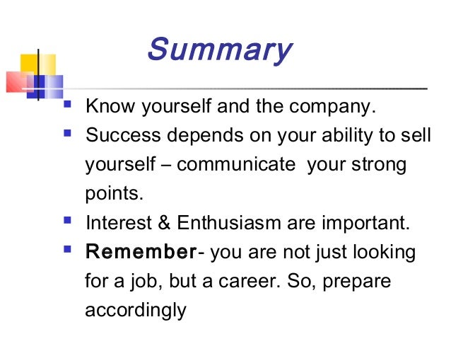 summary about yourself for a job
