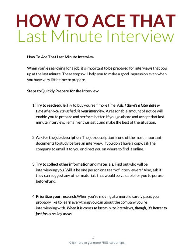how to ace that last minute interview last minute interview tips