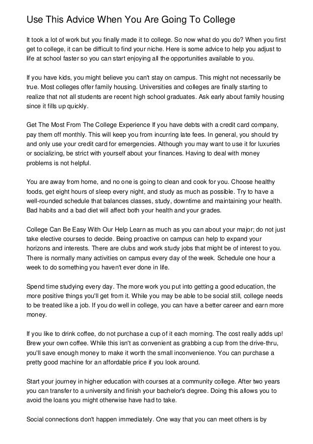 use this advice when you are going to college how to start going to college
