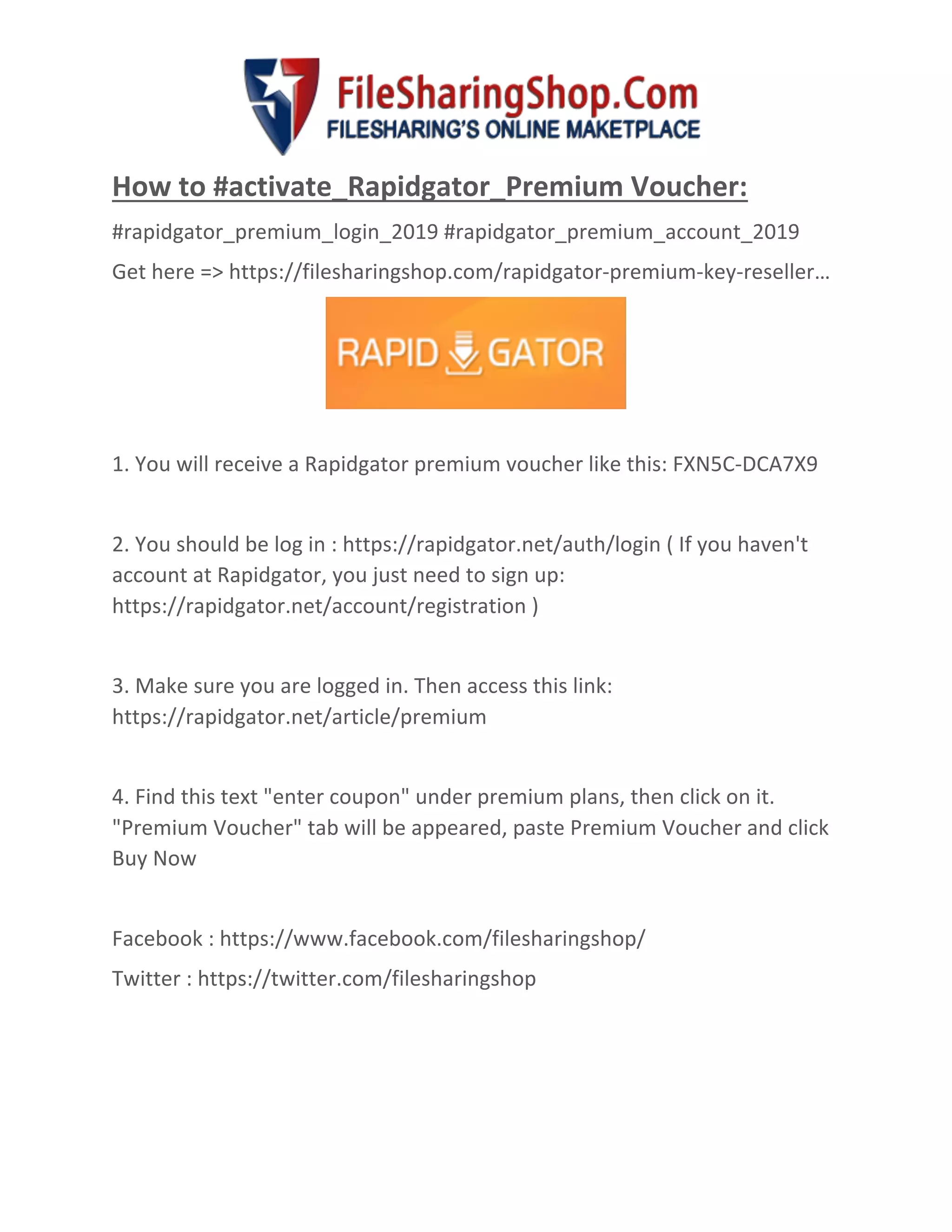 How to activate rapidgator premium key PDF