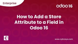How to Add a Store
Attribute to a Field in
Odoo 16
 