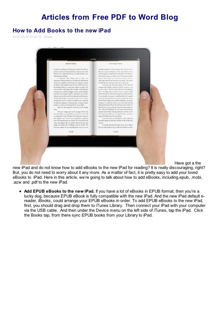 How to add books to the new i pad