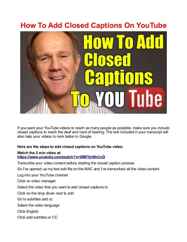 How to add captions on youtube
