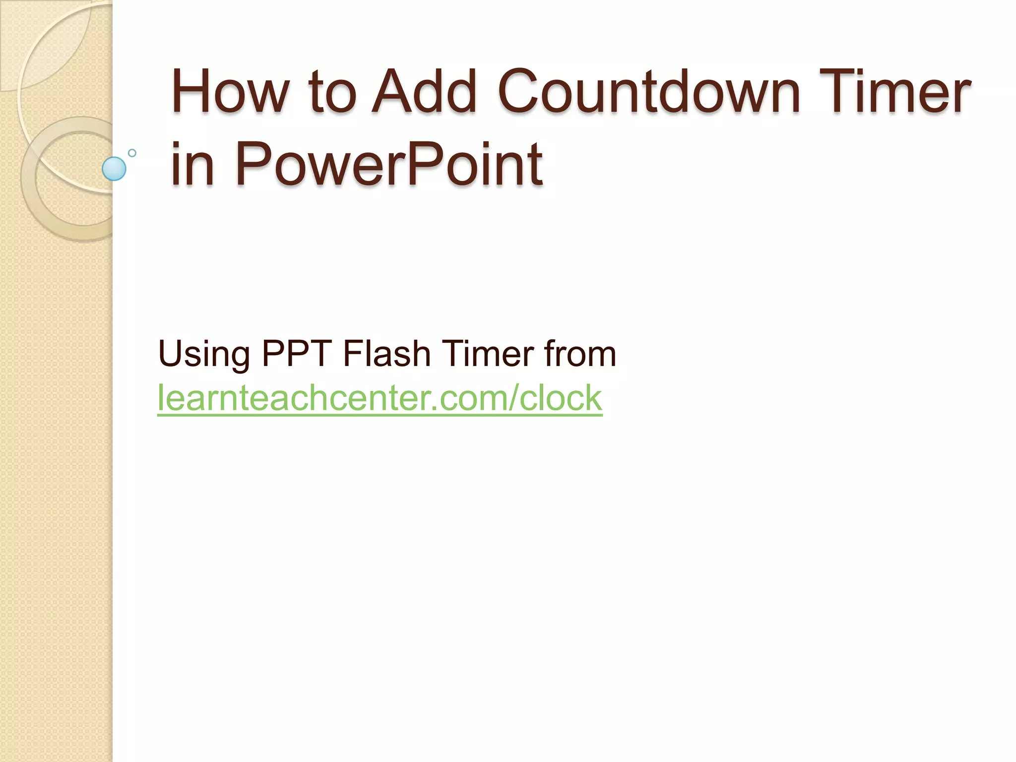 Embed Countdown Timer in PowerPoint Slide PPT
