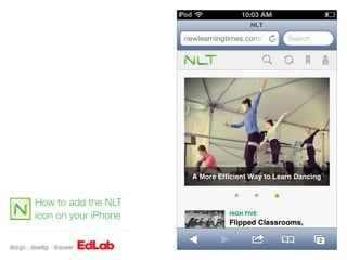 How to add the NLT
icon on your iPhone
 