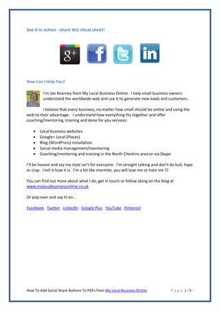 See it in action - share this cheat sheet!




How Can I Help You?

         I’m Jan Kearney from My Local Business Online...