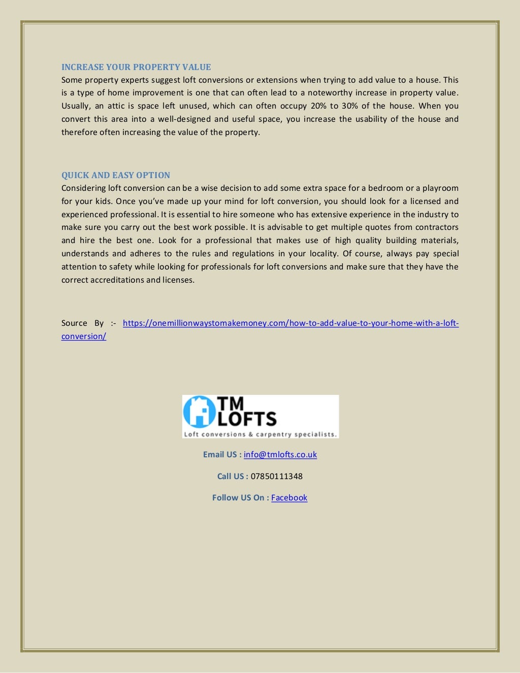 Different Types Of Loft Conversion TM Lofts