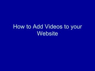 How to Add Videos to your Website 