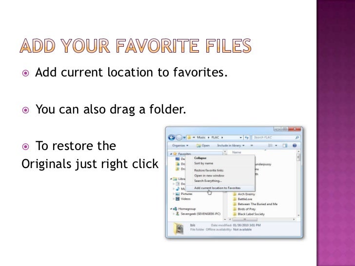 How to add your own folders to favorites
