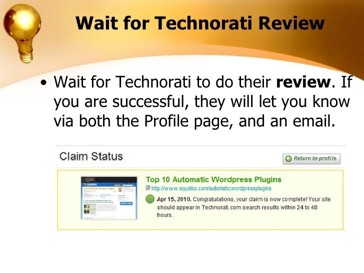 Add Squidoo lens to Technorati