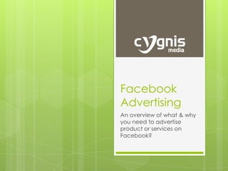 Facebook
Advertising
An overview of what & why
you need to advertise
product or services on
Facebook?

 