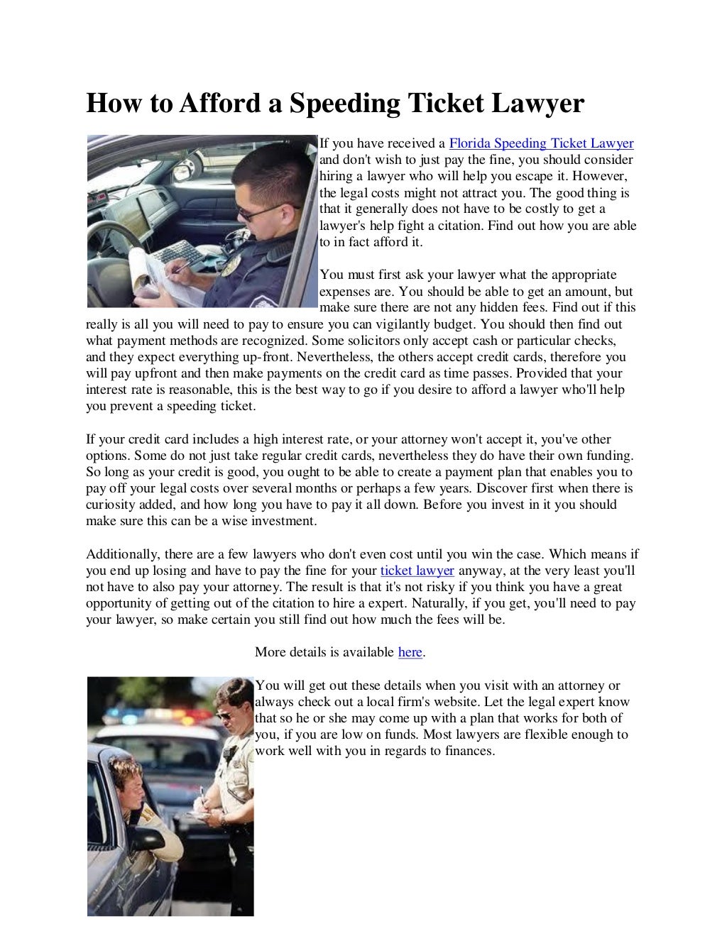 How to afford a speeding ticket lawyer