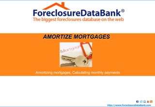 AMORTIZE MORTGAGES Amortizing mortgages, Calculating monthly payments http:// www.ForeclosureDataBank.com 