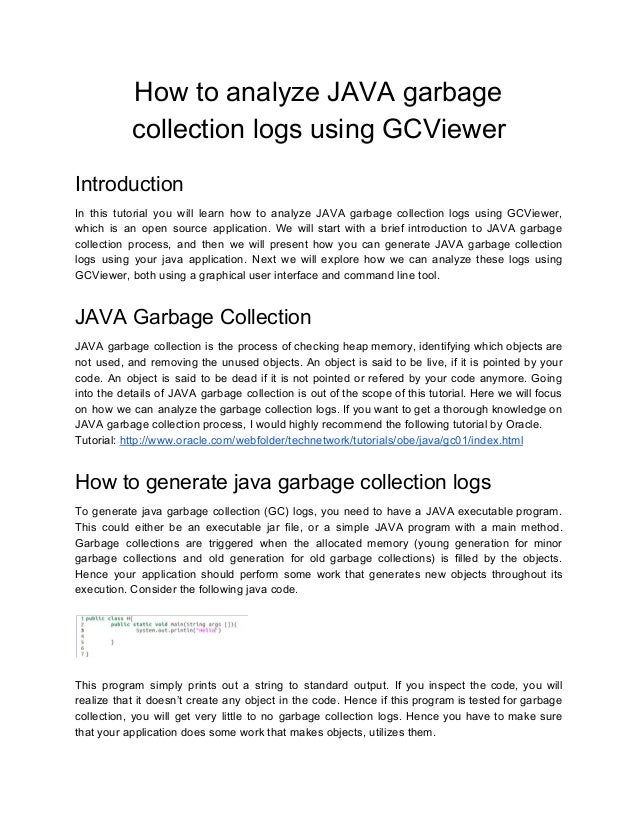 How to analyze java garbage collection logs using gc viewer