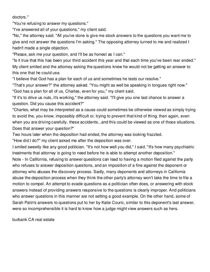 How To Answer Deposition Questions Like A Politician In California