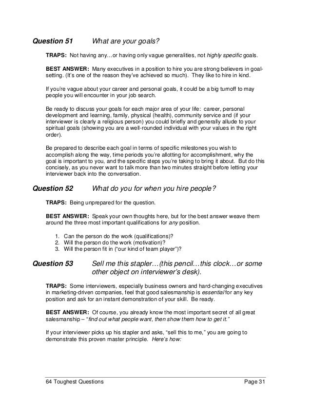 personal goals interview question