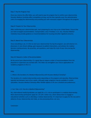 How to Apply for a Medical Observership in the USA 2025 with Houston