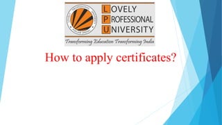 How to apply certificates?
 
