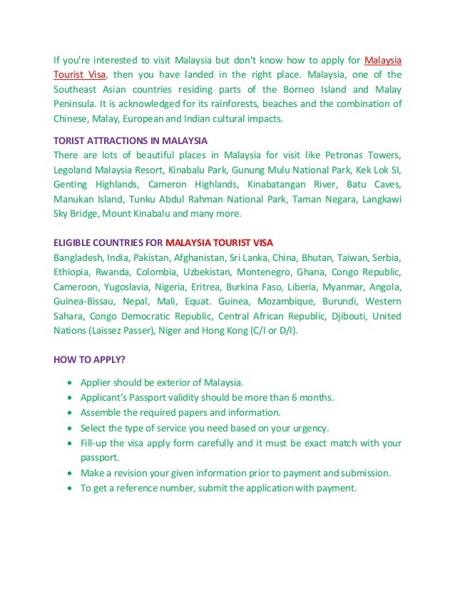 How To Apply For Malaysia Tourist Visa How To Apply For Malaysia Tourist Visa