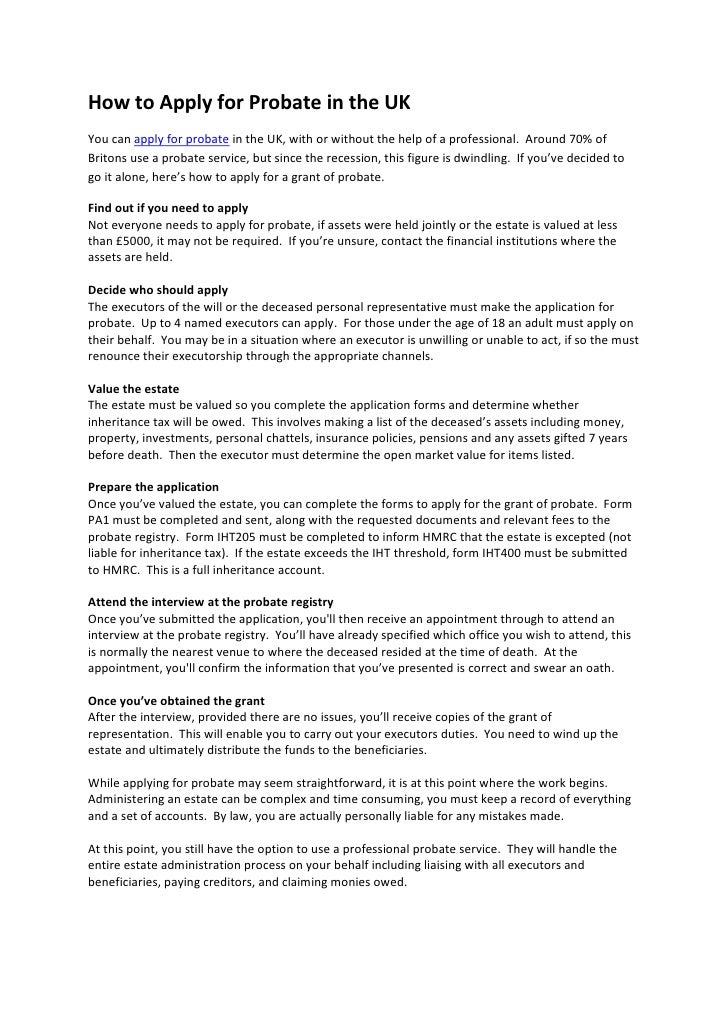 How to apply for probate in the uk