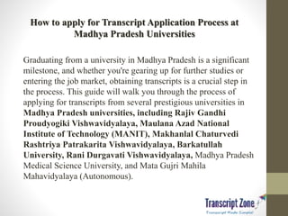 How to apply for Transcript Application Process at Madhya Pradesh ...