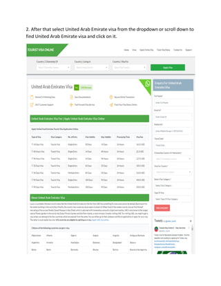 2. After that select United Arab Emirate visa from the dropdown or scroll down to
find United Arab Emirate visa and click on it.
 