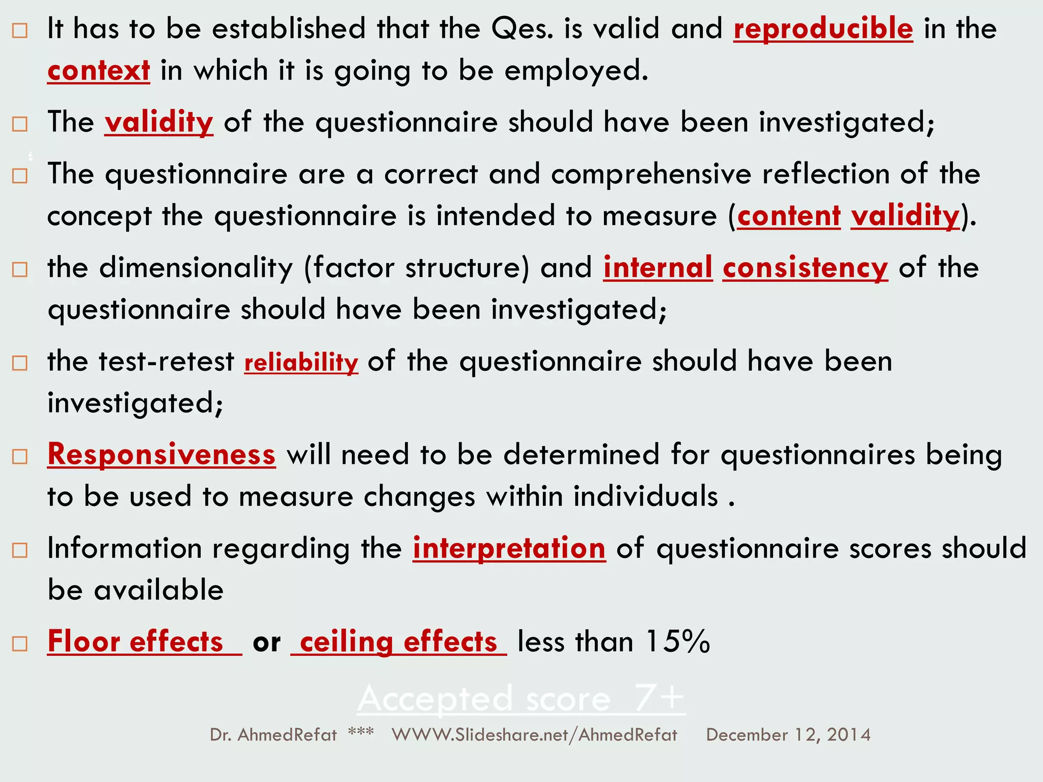 How to assess questionnaires | PPT