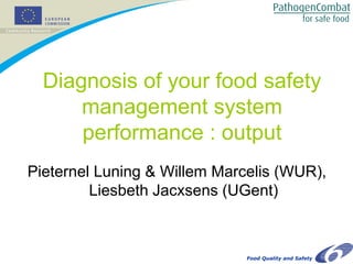 Food Quality and Safety
Diagnosis of your food safety
management system
performance : output
Pieternel Luning & Willem Marcelis (WUR),
Liesbeth Jacxsens (UGent)
 