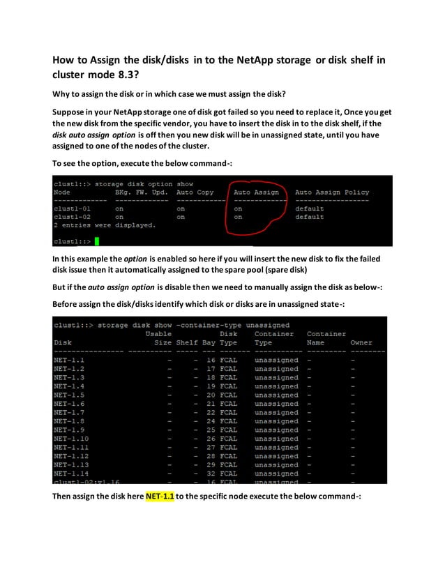 How to assign unowned disk in the netapp cluster 8.3 PDF
