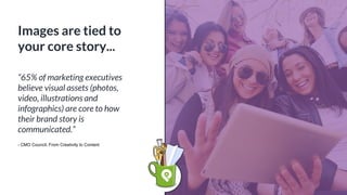 Images are tied to
your core story...
“65% of marketing executives
believe visual assets (photos,
video, illustrations and
infographics) are core to how
their brand story is
communicated.”
- CMO Council, From Creativity to Content
 