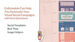 CoSchedule Can Help
You Automate Your
Visual Social Campaigns
with three big features
Social Templates
Best Time
Image Helpers
 