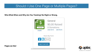  
Who-What-When and Why Are You Tracking! No Right or Wrong.
Pages we like!
Should I Use One Page or Multiple Pages?
 