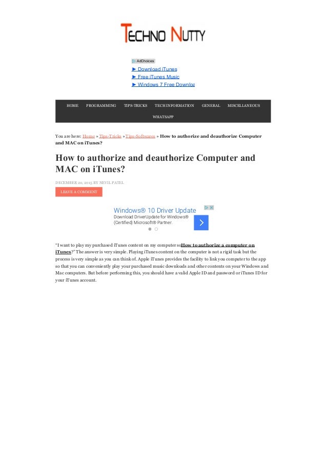 How do you authorize your mac for itunes