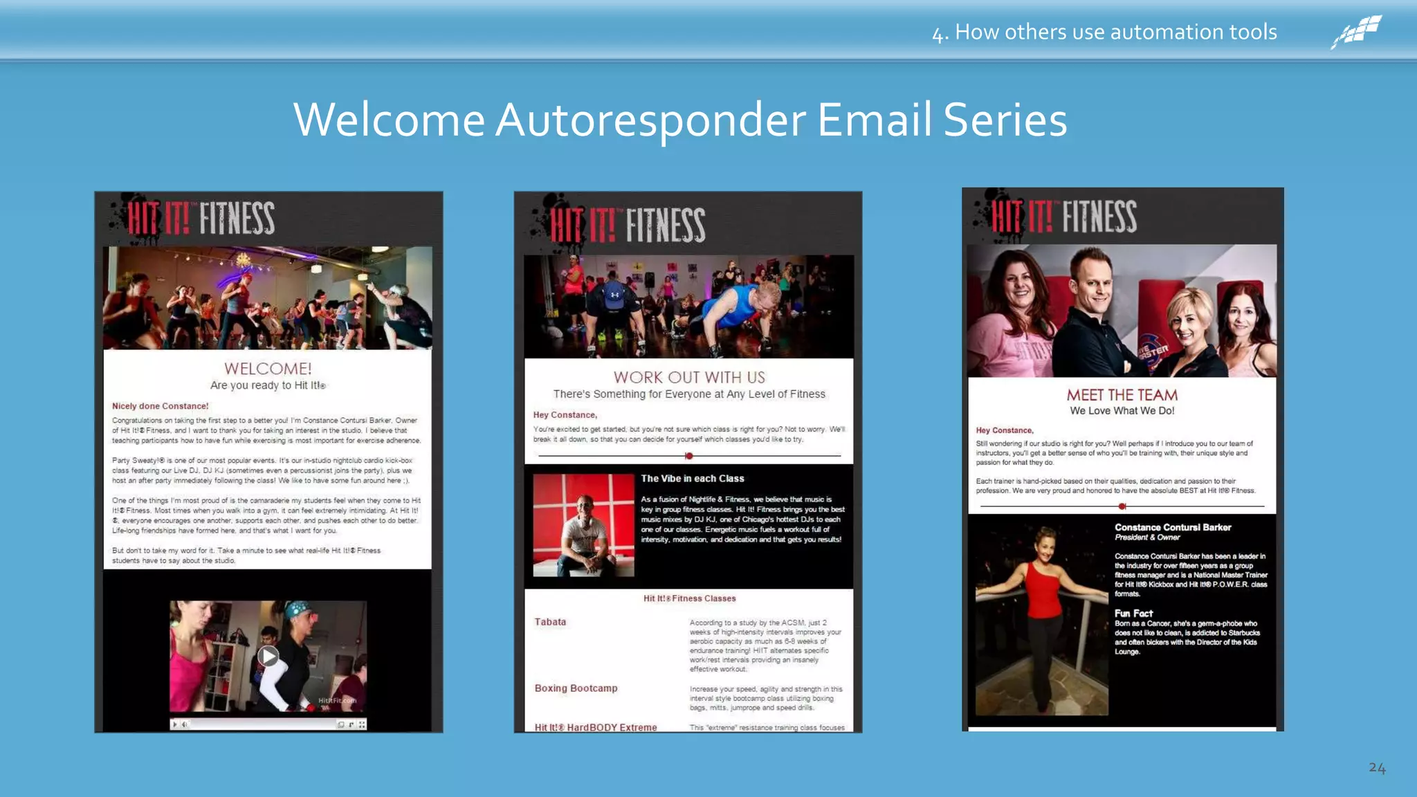 24
4. How others use automation tools
WelcomeAutoresponder Email Series
 